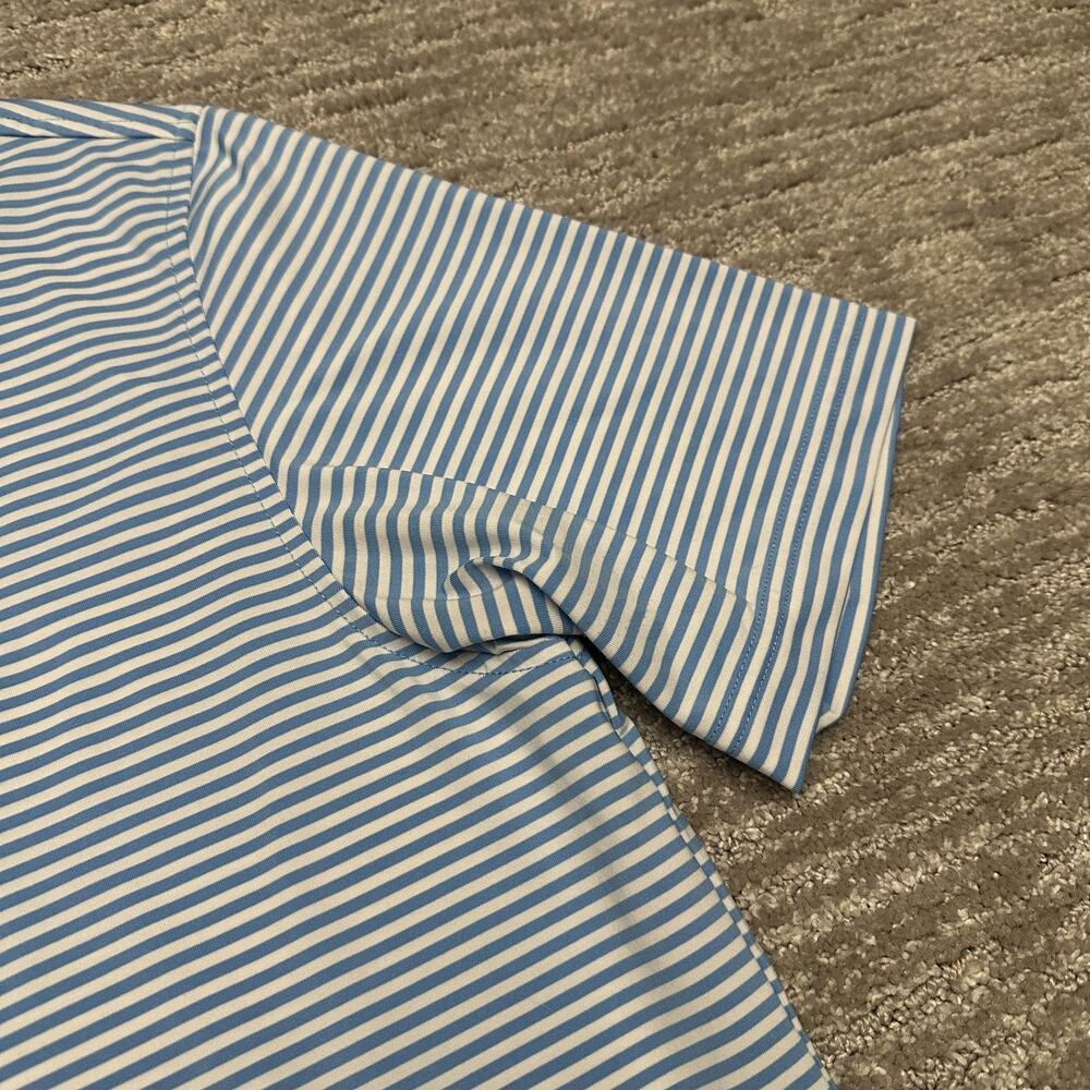 Vineyard Vines Performance Polo Shirt Mens M Blue Striped Short Sleeve Golf Logo - Picture 3 of 12